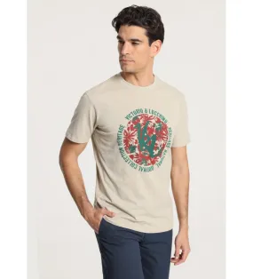 Camiseta de manga corta con dibujo circular en el pecho