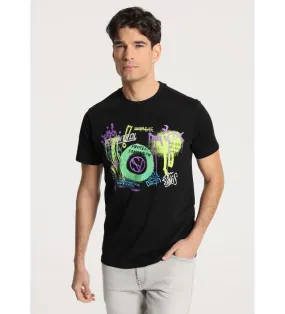 Camiseta de manga corta con Grafica grafiti negro