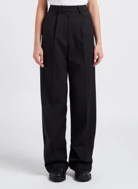 ISALINE - Pantalón de pinzas de mezcla de lana en negro