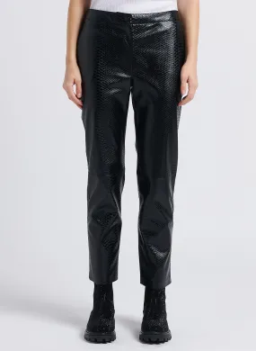 Pantalón recto efecto cocodrilo en negro