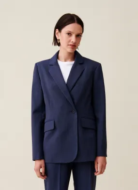 Pantalón sastre recto de mezcla de lana en azul